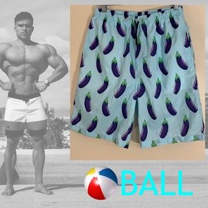 Ball Eggplant Board Shorts 30-38 Nylon Fully lined External drawstring 3 pockets